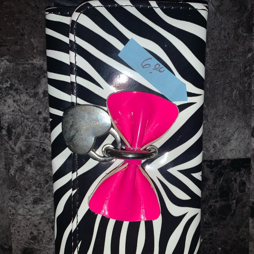 Zebra Print Wallet with Pink Bow